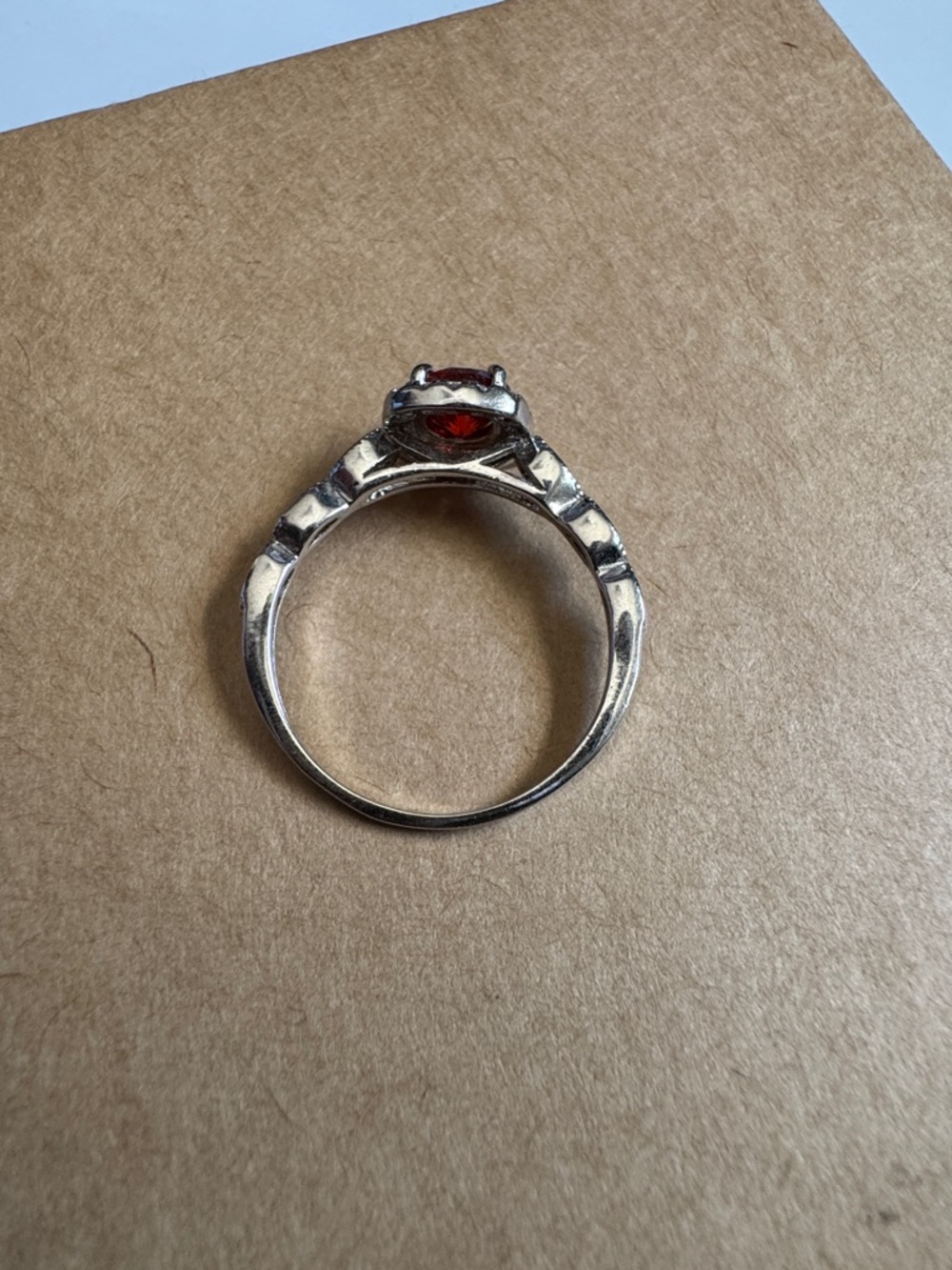 Red Orange Halo Pendant Ring Size 9 - Picture 2 of 3